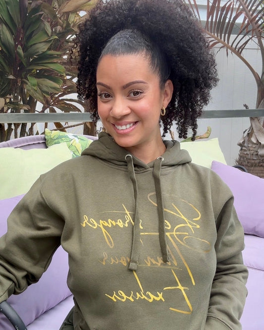 Unisex Gold Print Be Stronger Than Your Excuses Premium Hoodie - Bearclothing