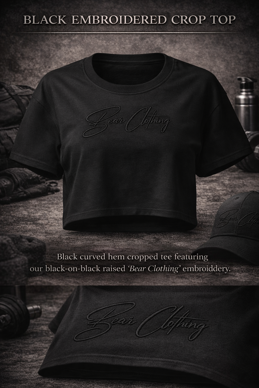 Blackout Embroidered crop top - Bearclothing