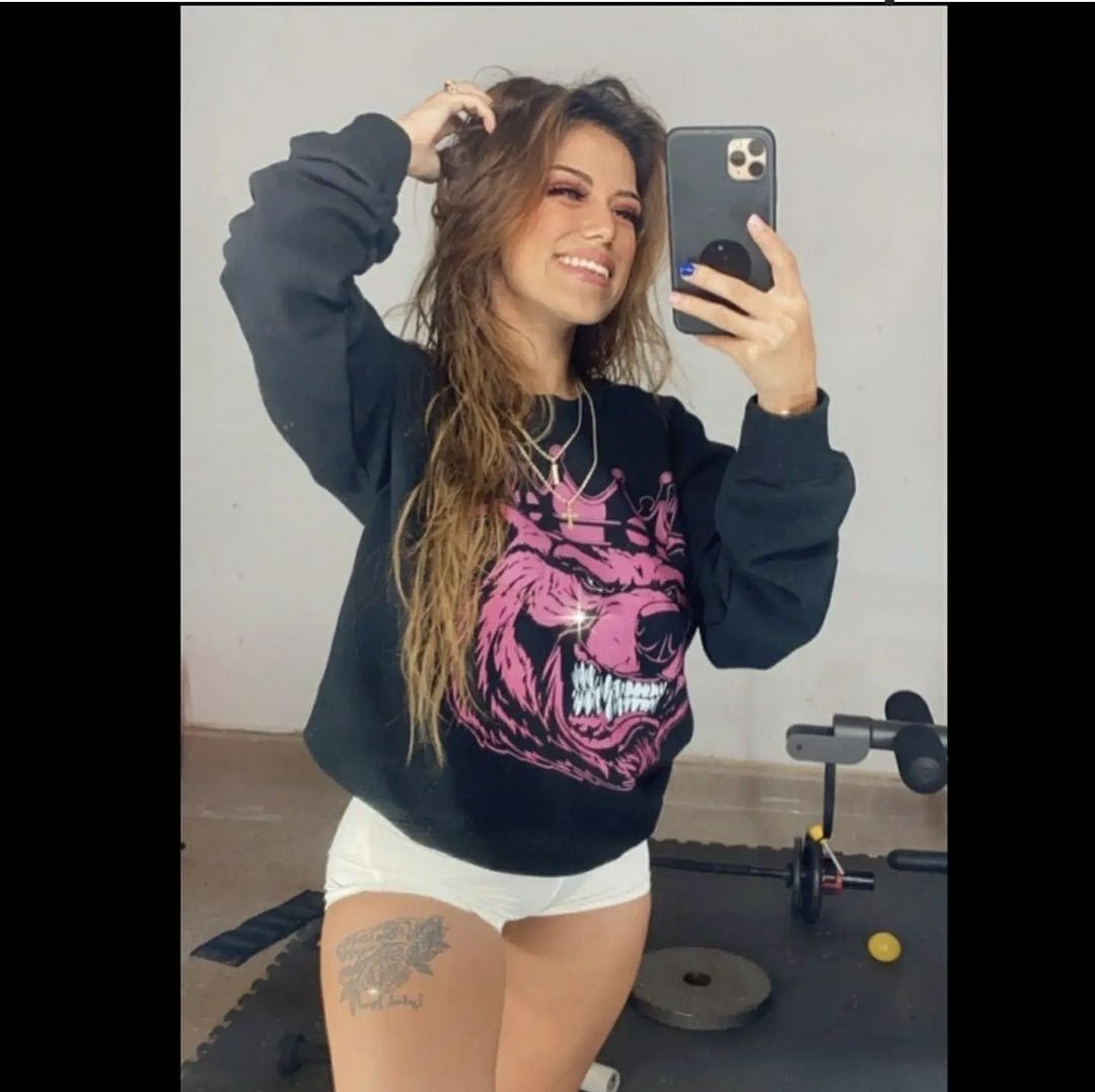Pink Bear Print Fleece Sweatshirt! - Bearclothing