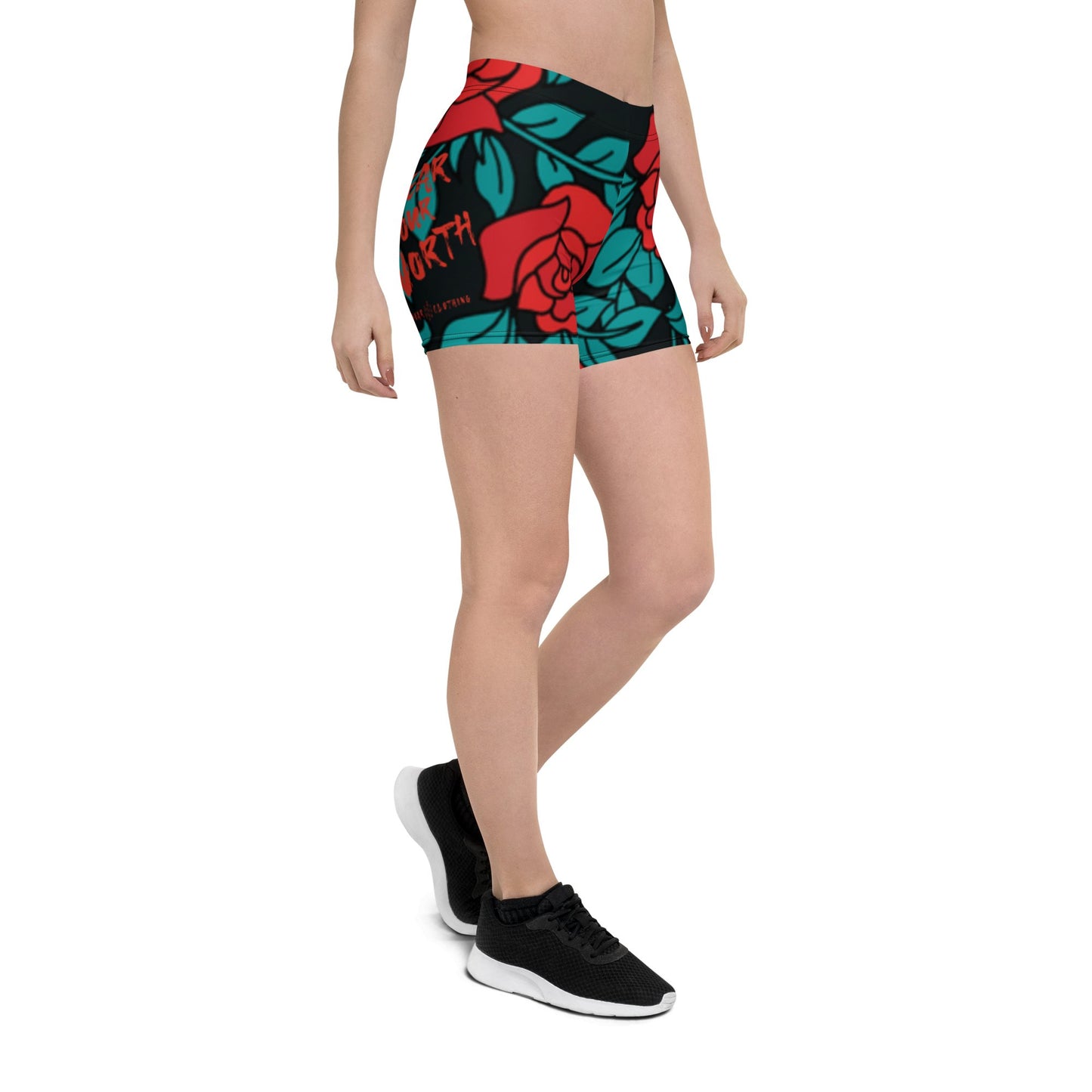 Rose Your Worth Yoga Shorts - Bearclothing