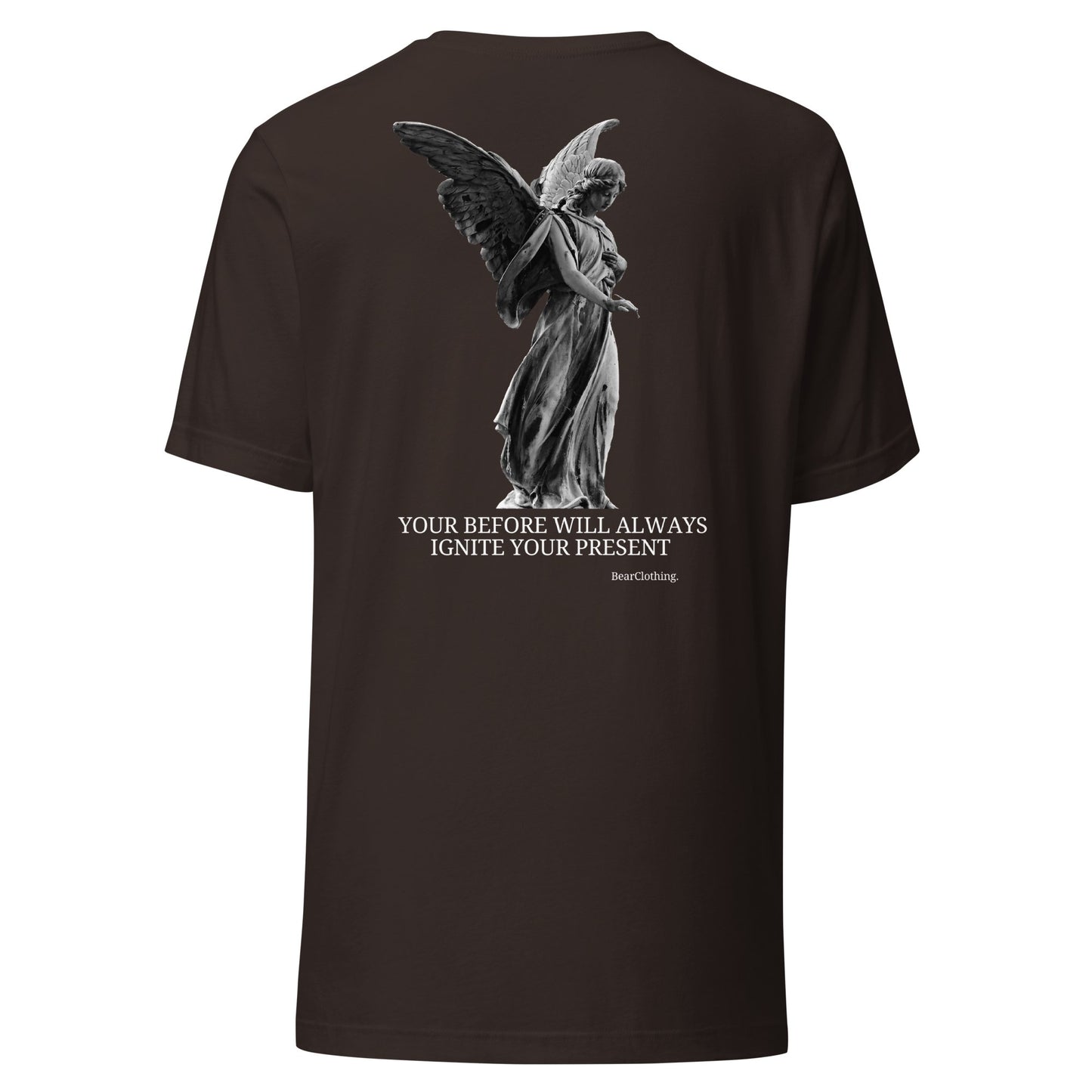 EXCLUSIVE FRONT EMBROIDERY WHITE PRINT SIGNATURE WITH BACK ANGEL TEE