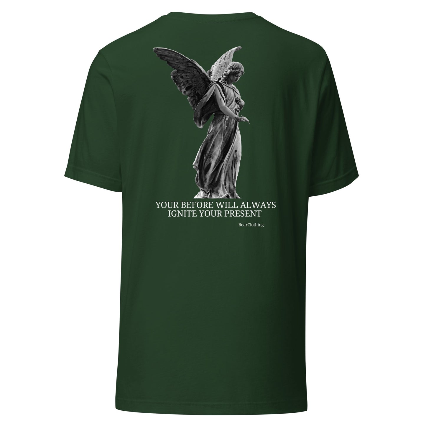 EXCLUSIVE FRONT EMBROIDERY WHITE PRINT SIGNATURE WITH BACK ANGEL TEE