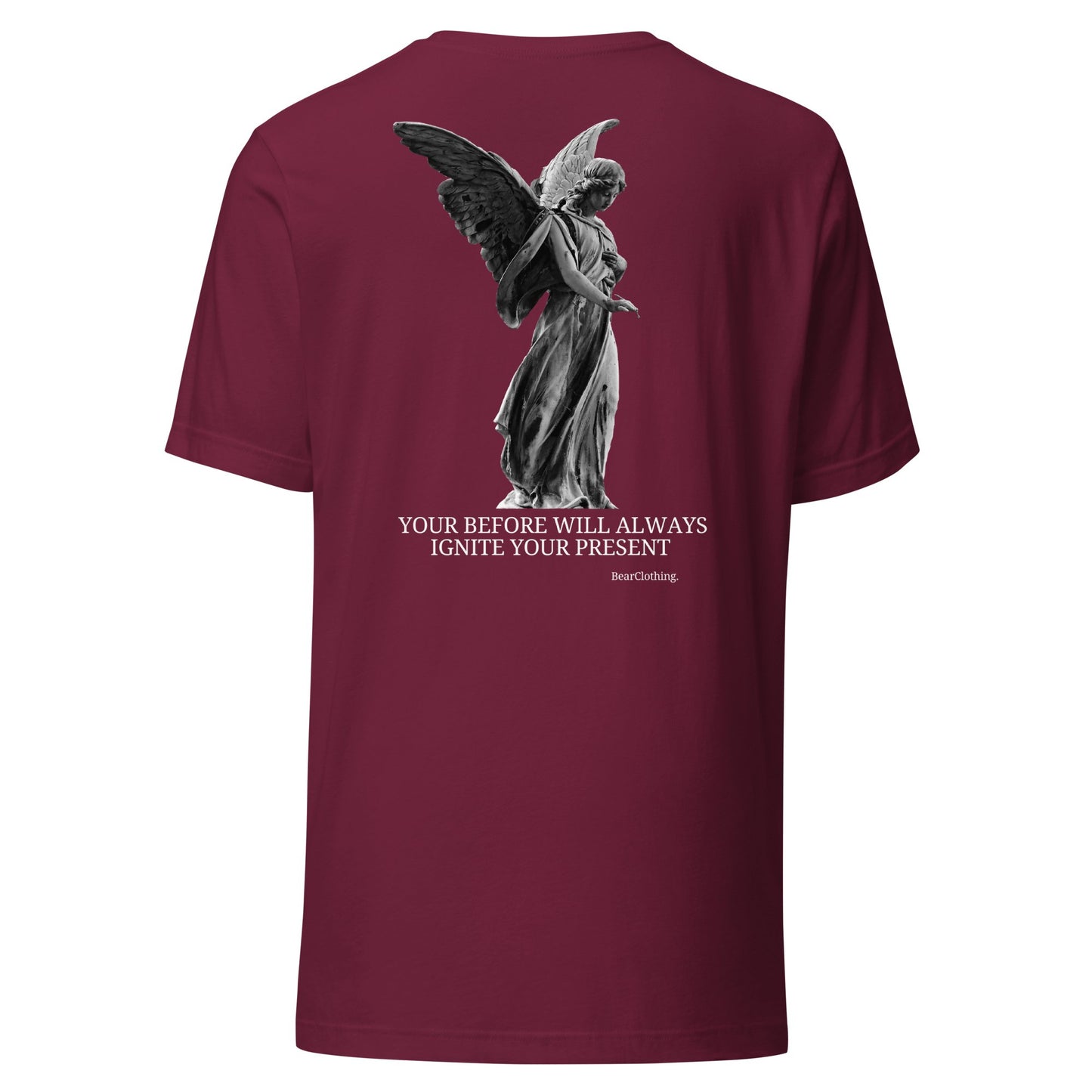 EXCLUSIVE FRONT EMBROIDERY WHITE PRINT SIGNATURE WITH BACK ANGEL TEE