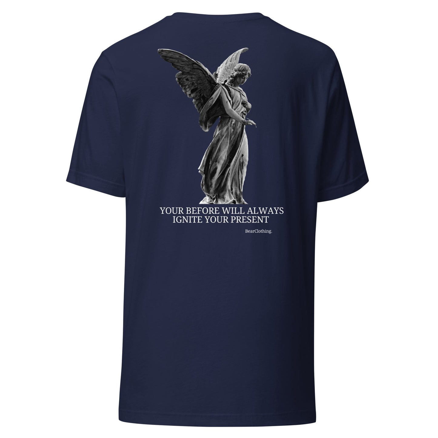 EXCLUSIVE FRONT EMBROIDERY WHITE PRINT SIGNATURE WITH BACK ANGEL TEE