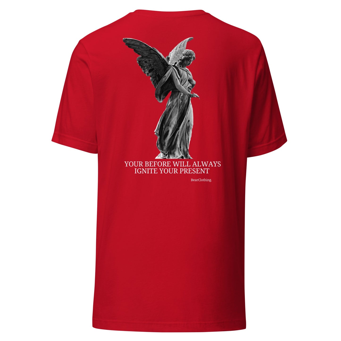 EXCLUSIVE FRONT EMBROIDERY WHITE PRINT SIGNATURE WITH BACK ANGEL TEE