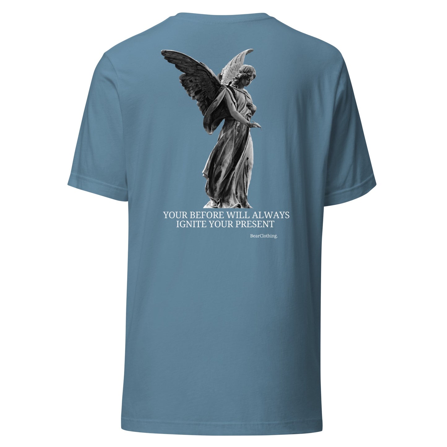 EXCLUSIVE FRONT EMBROIDERY WHITE PRINT SIGNATURE WITH BACK ANGEL TEE