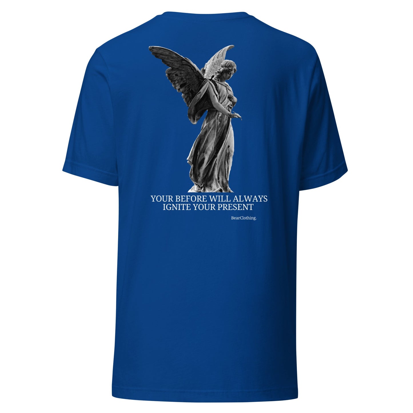EXCLUSIVE FRONT EMBROIDERY WHITE PRINT SIGNATURE WITH BACK ANGEL TEE