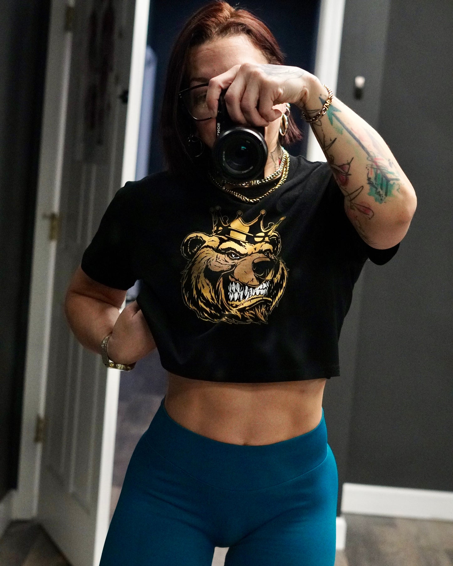 Women’s  Gold Print crop top - Bearclothing 