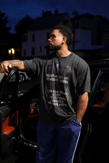 What Tried To Break Me Men Oversized faded T-shirt