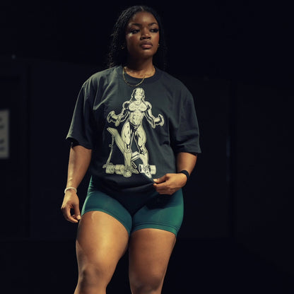 Bear Strong Women Oversized Pump Cover Faded Premium T-shirt - Bearclothing 