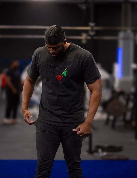 Men Embroidered Rose Your Worth Oversized Premium T-Shirt - Bearclothing 