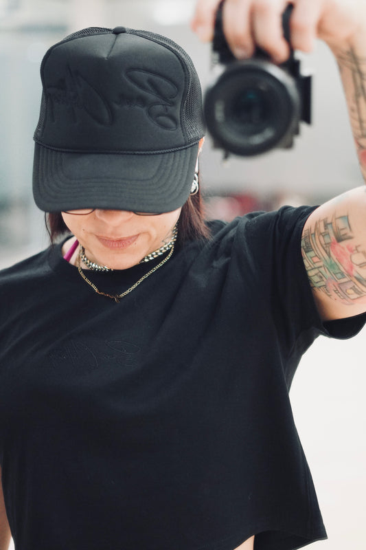 Blackout Embroidered Foam trucker hat - Bearclothing 