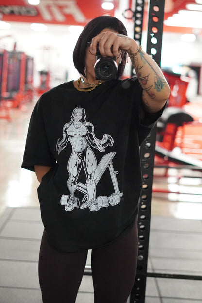 Bear Strong Women Oversized Pump Cover Faded Premium T-shirt