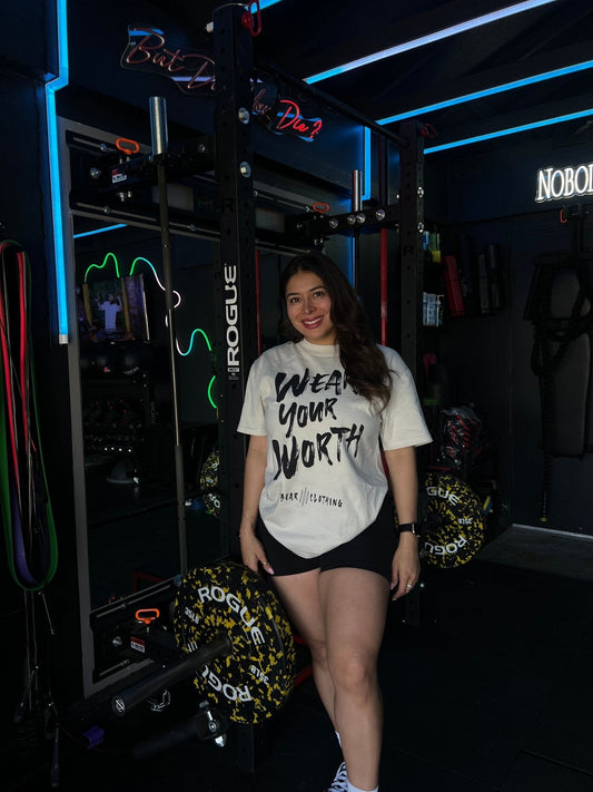 Black Print Women Wear Your Worth Oversized Faded Pump Cover T-shirt - Bearclothing 