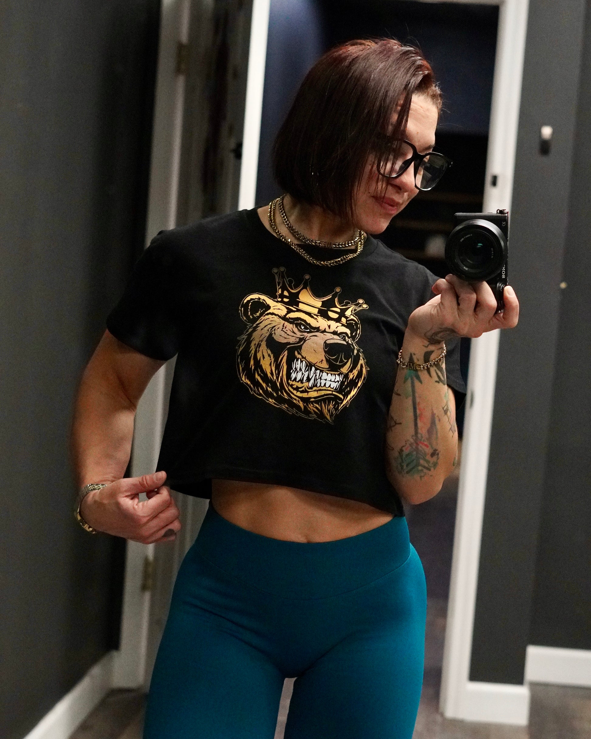 Women’s  Gold Print crop top - Bearclothing 