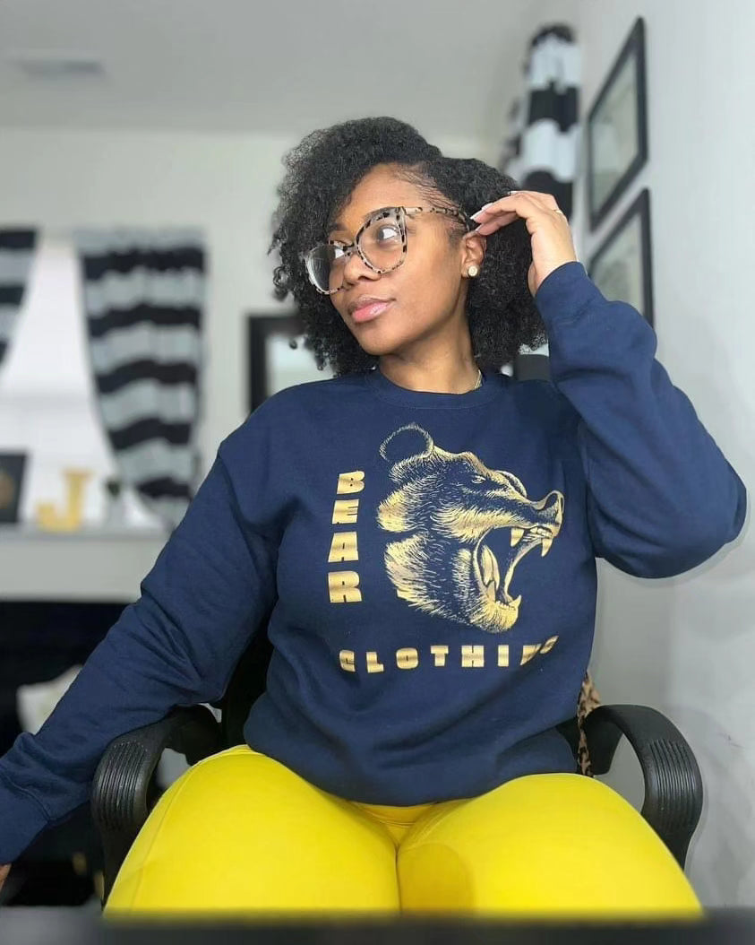 Fall Exclusive Gold Print Bear Unisex Sweatshirt