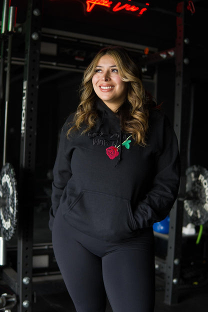 Fall Rose Your Worth Embroidery Premium Hoodie