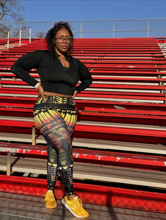 Yoga Bob Marley Jamica Vibe Gold Print Signature Leggings - Bearclothing