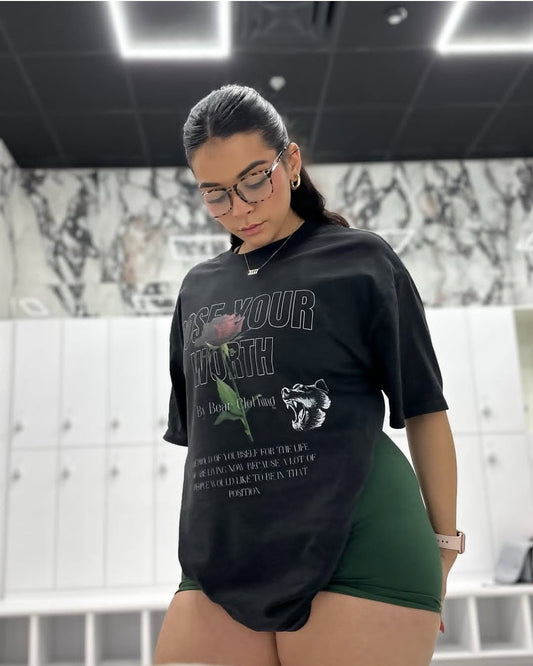 Rose Your Worth Women Oversized Faded Pump Cover T-Shirt - Bearclothing 