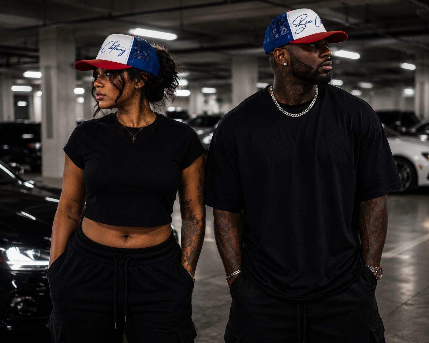 Signature Blue Embroidery Foam trucker hat - Bearclothing 