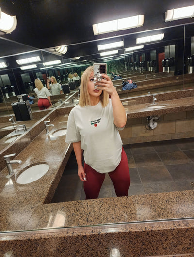 Oversized Rose Your Worth Embroidery Oversized faded t-shirt.
