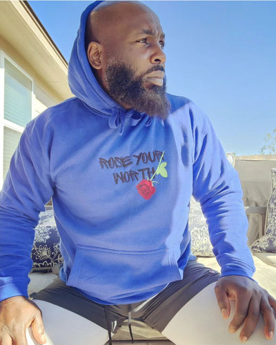Fall Rose Your Worth Embroidery Premium Unisex Hoodie with Sleeve Signature