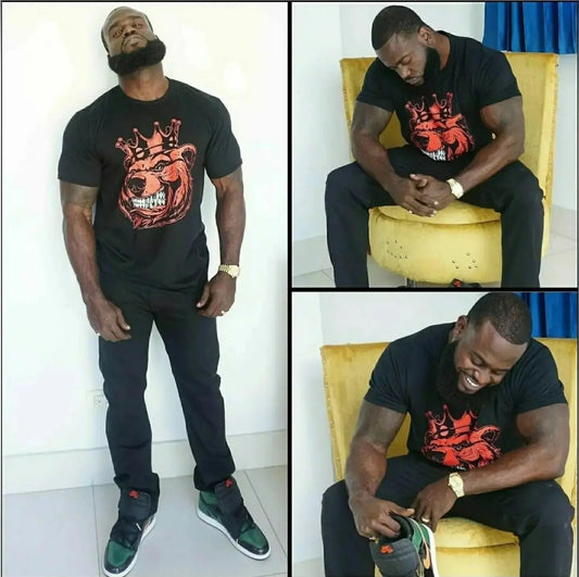Red Bear with Crown Print Tee - Bearclothing