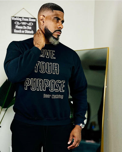 Fall Live Your Purpose Gold Print Unisex crewneck.