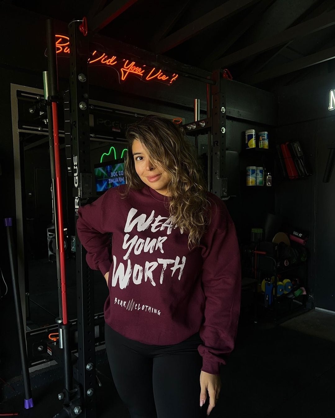 White Print Wear Your Worth Sweatshirt - Bearclothing