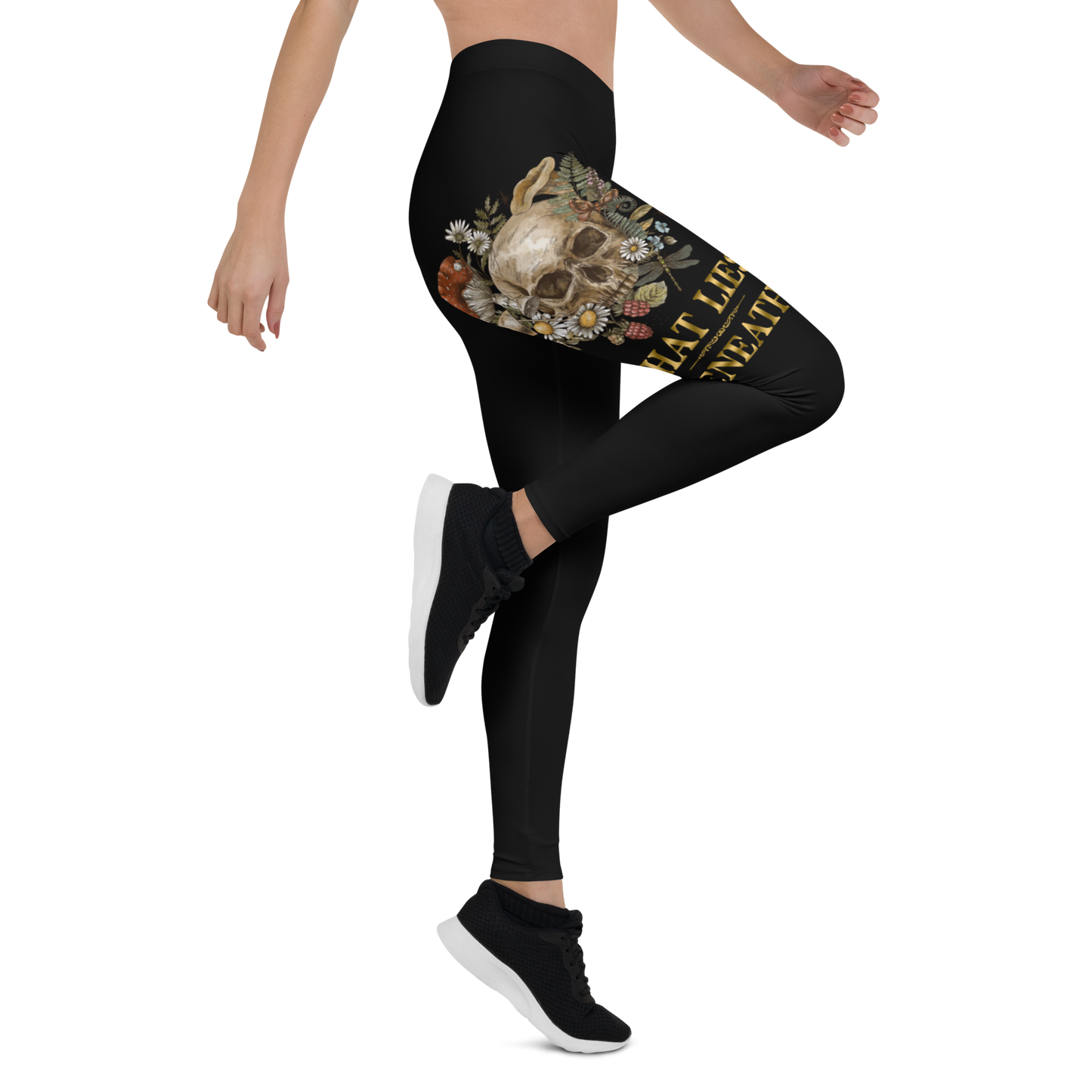YOGA WHAT LIES BENEATH BLACK PRINT SQUAT PROOF LEGGINGS