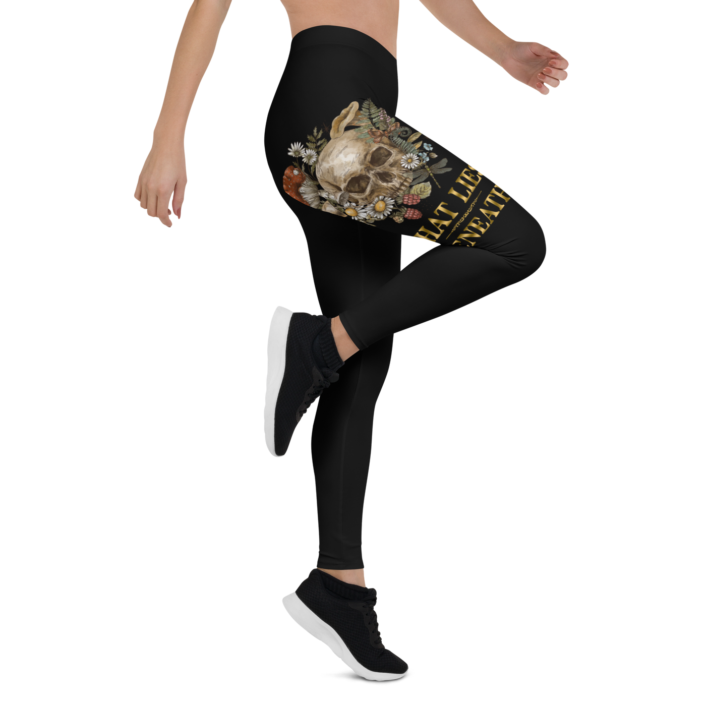 YOGA WHAT LIES BENEATH BLACK PRINT SQUAT PROOF LEGGINGS