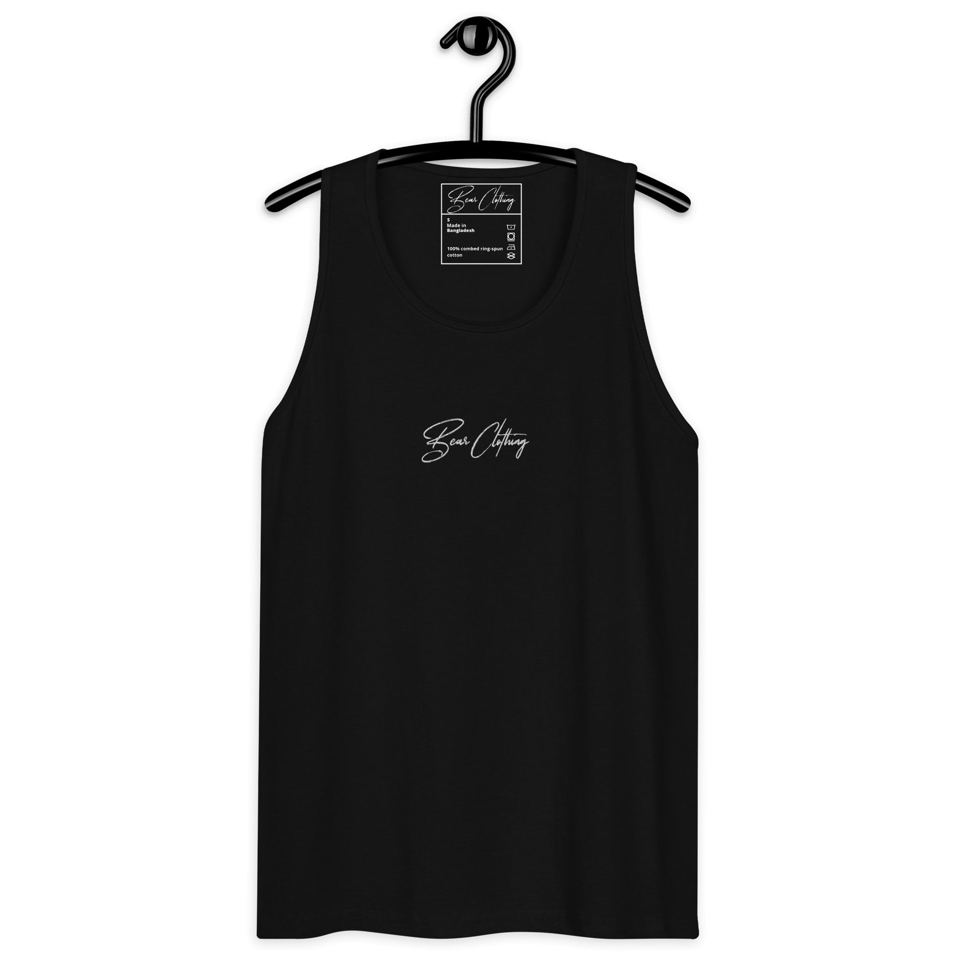 White Signature Embroidery Premium Men's Tank Top - Bearclothing