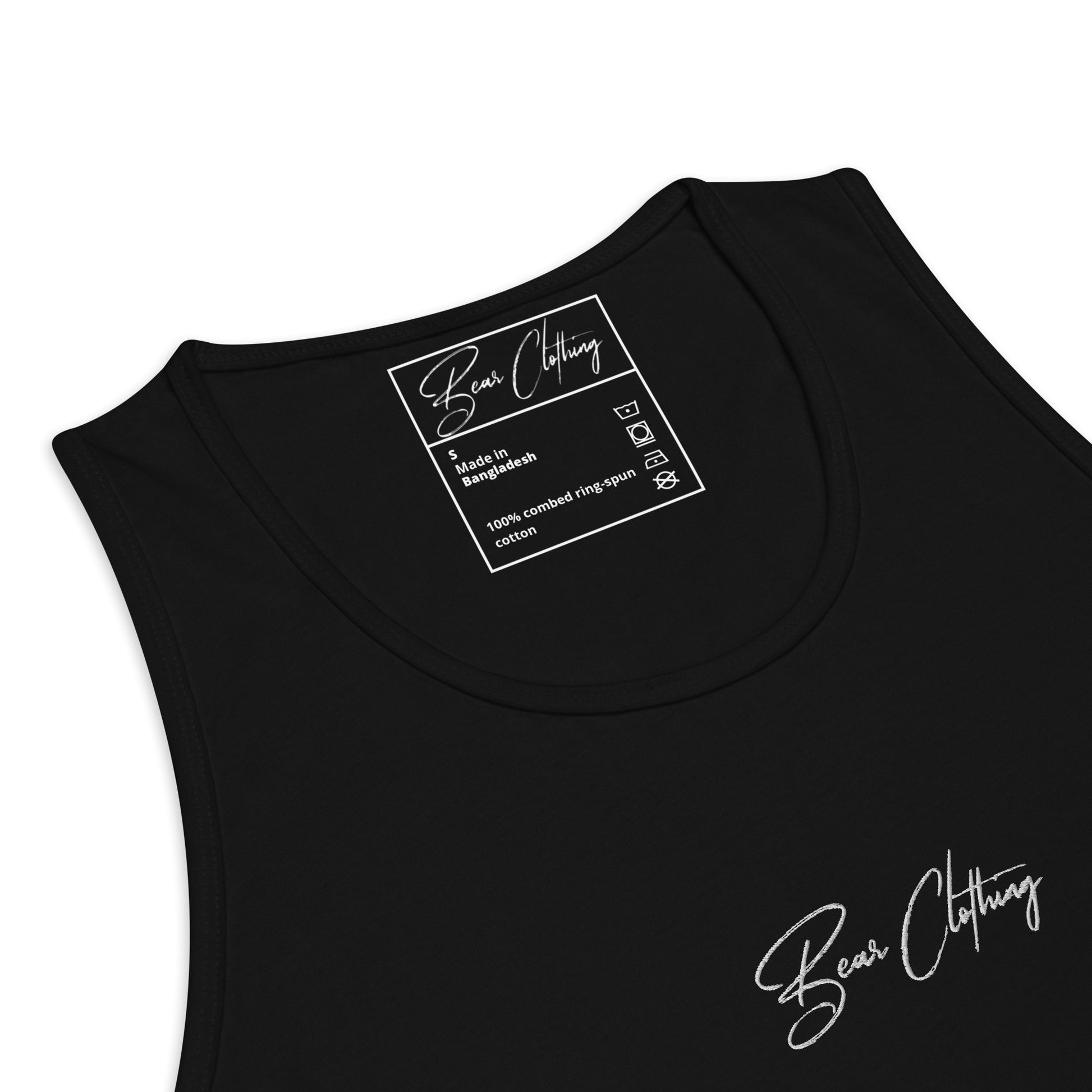 White Signature Embroidery Premium Men's Tank Top - Bearclothing