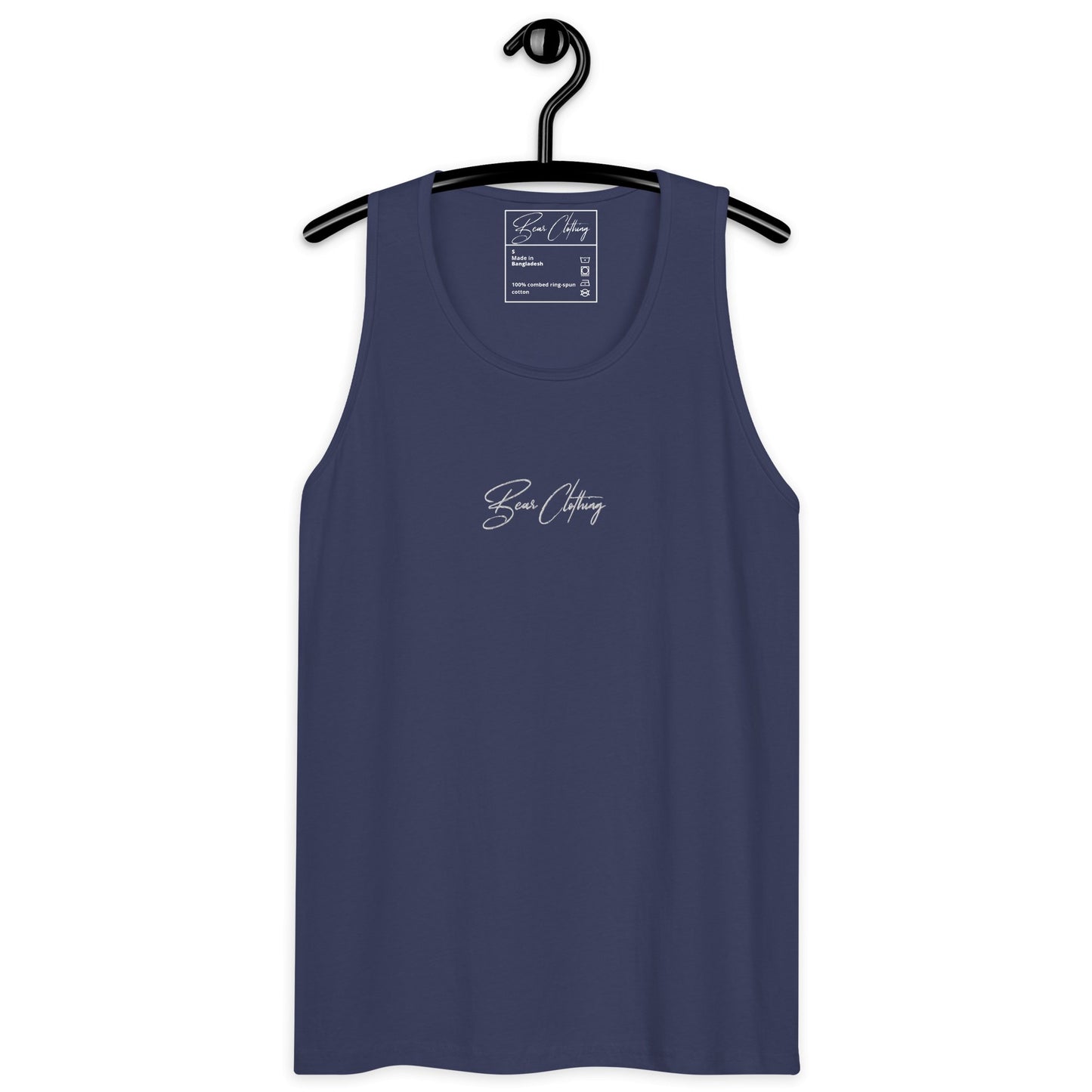 White Signature Embroidery Premium Men's Tank Top - Bearclothing
