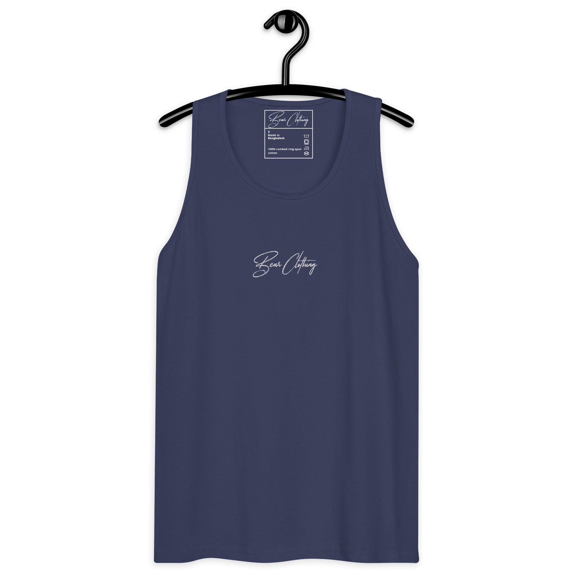White Signature Embroidery Premium Men's Tank Top - Bearclothing