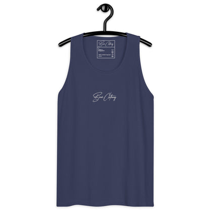 White Signature Embroidery Premium Men's Tank Top - Bearclothing