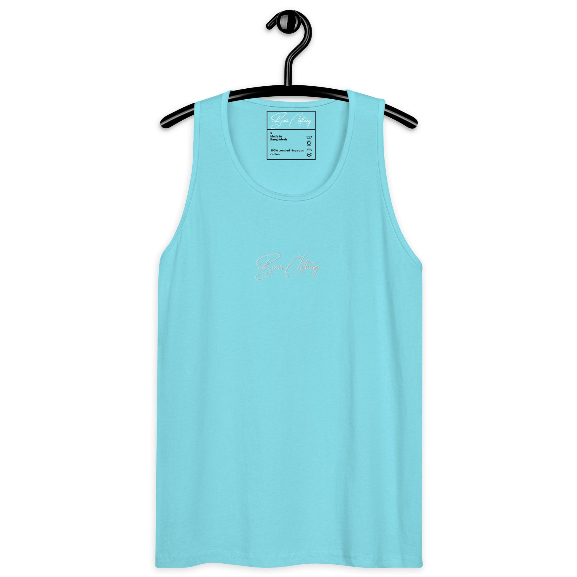 White Signature Embroidery Premium Men's Tank Top - Bearclothing
