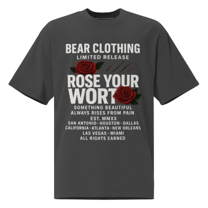 White Full Body Print Wear Your Worth Oversized Pump Cover faded t-shirt - Bearclothing