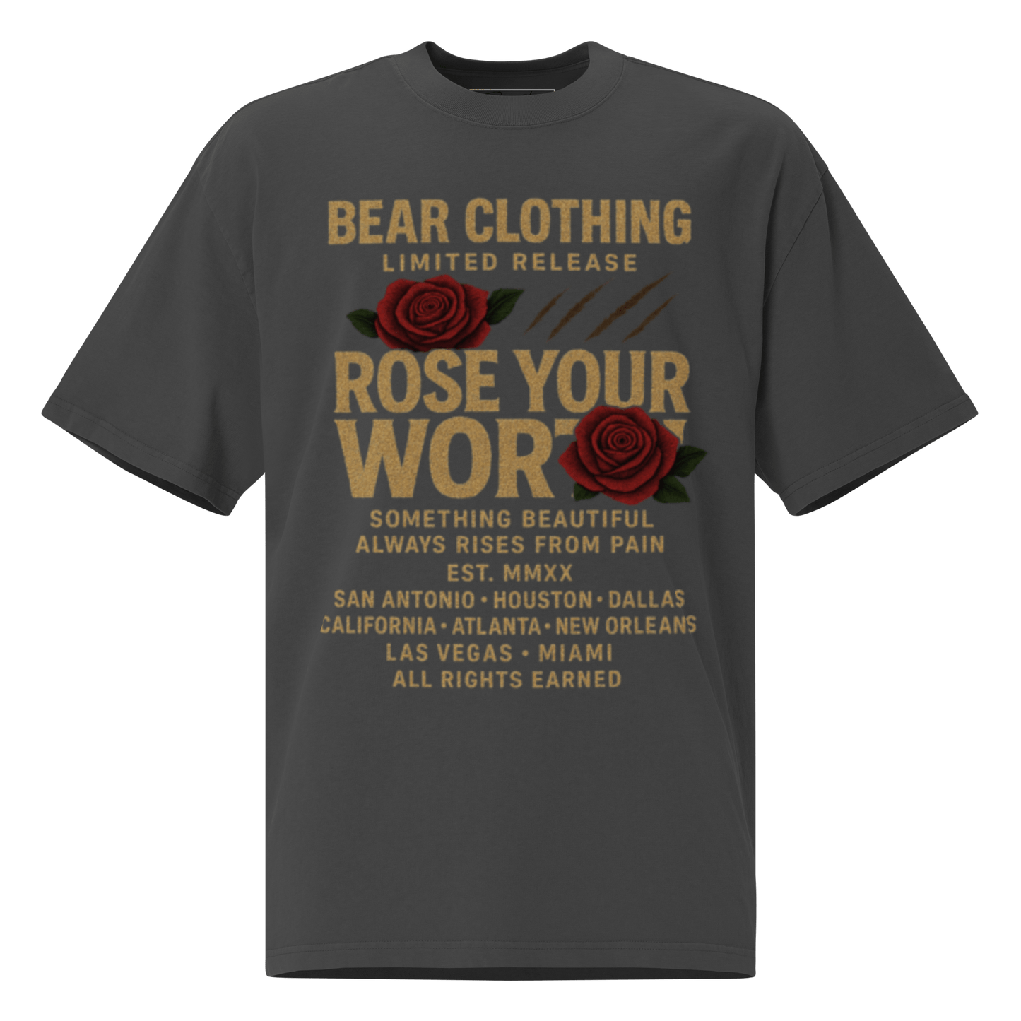 Brown Print Wear Your Worth Full Body Pump Cover Oversized faded t-shirt - Bearclothing