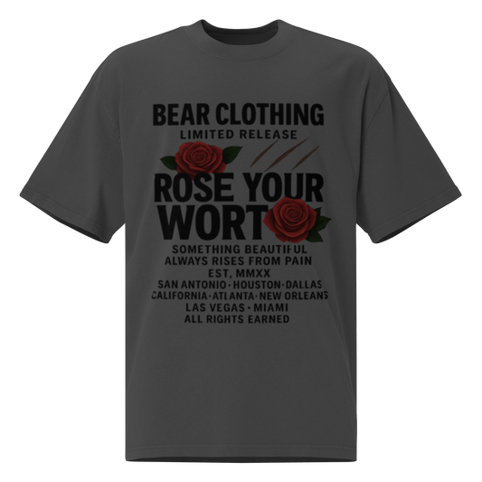 Oversized Black Print Full body Wear Your Worth faded t-shirt - Bearclothing