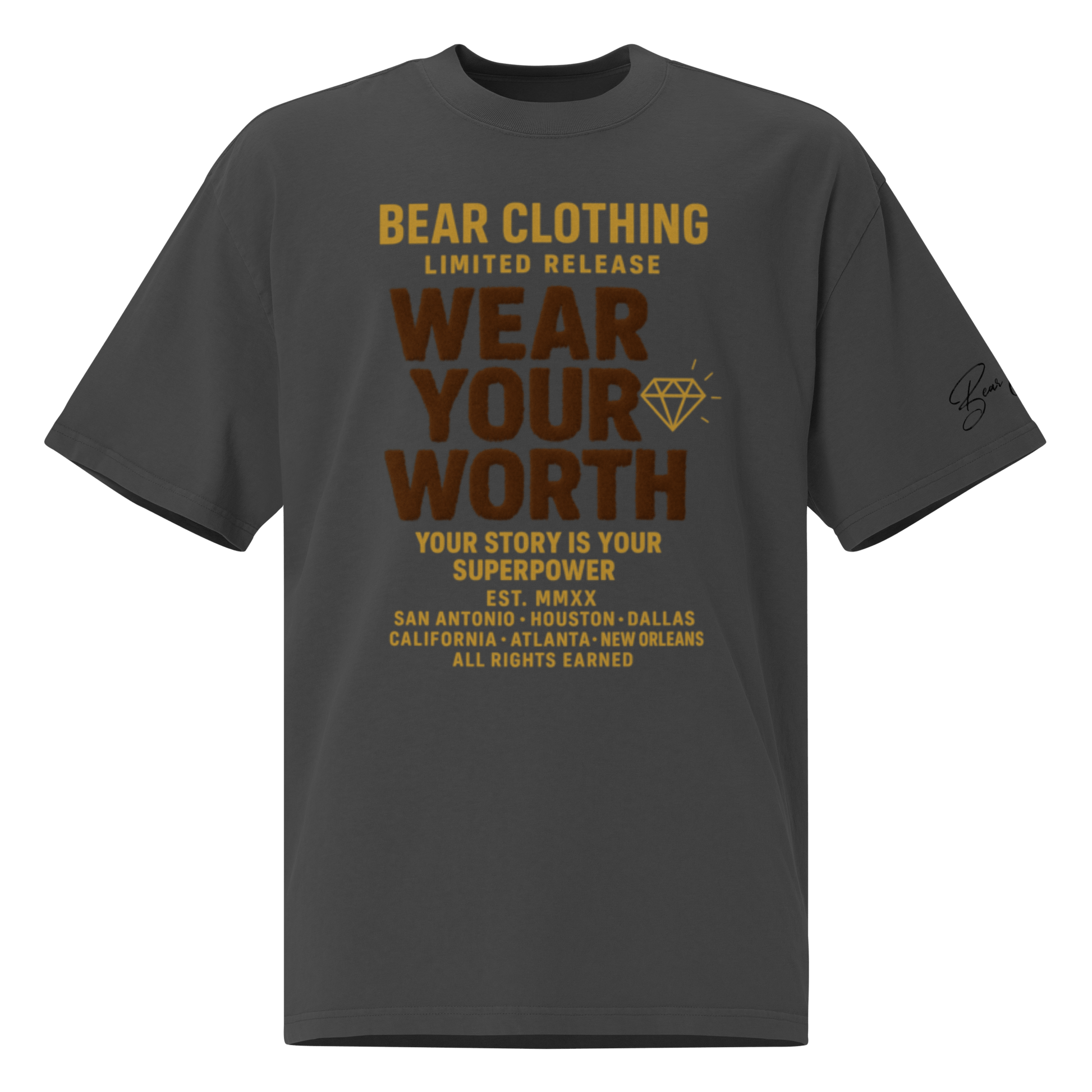Wear Your Worth Full Body Oversized faded t-shirt - Bearclothing