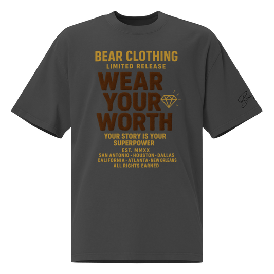 Wear Your Worth Full Body Oversized faded t-shirt - Bearclothing