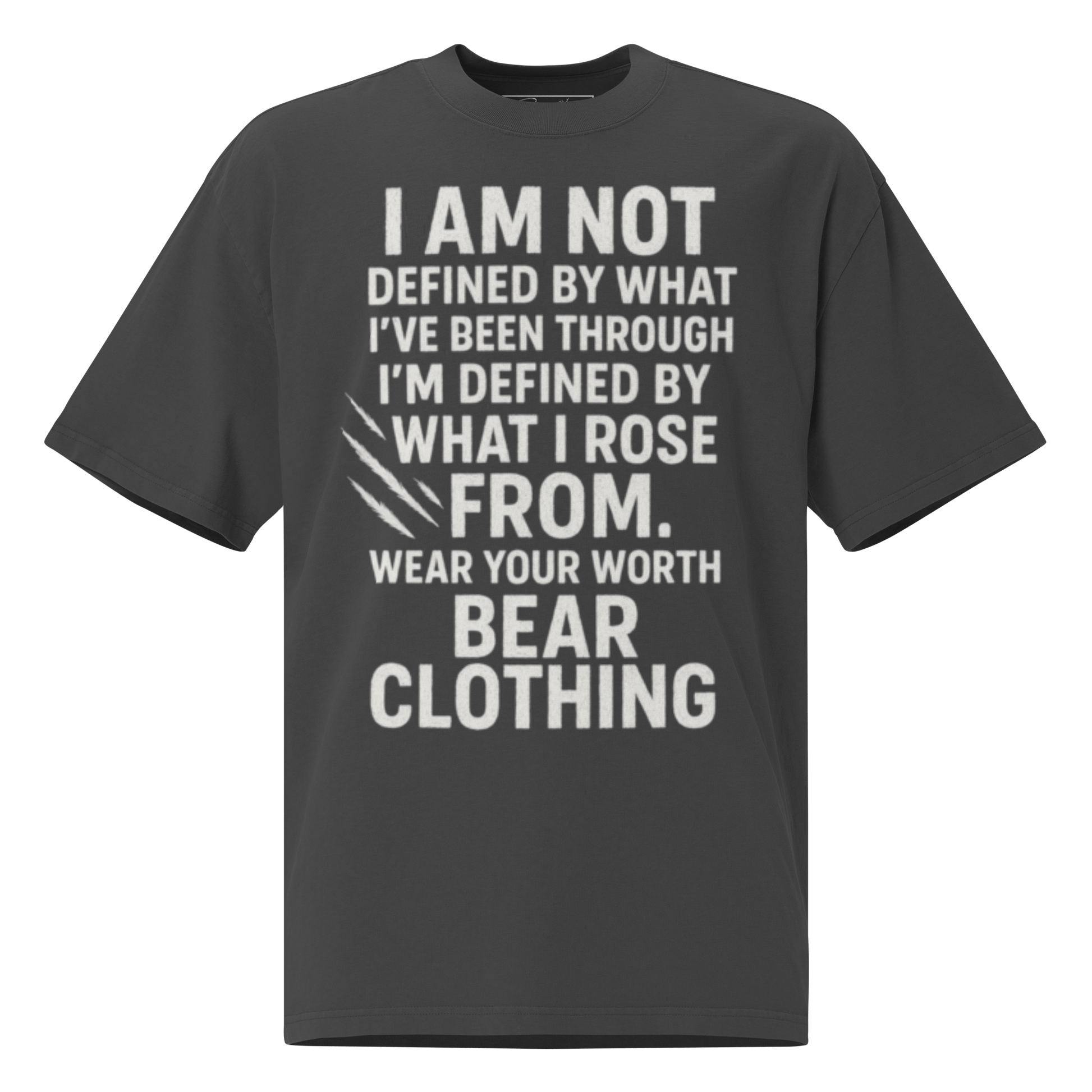Full Body I Am Not Defined White Print Oversized faded t-shirt - Bearclothing
