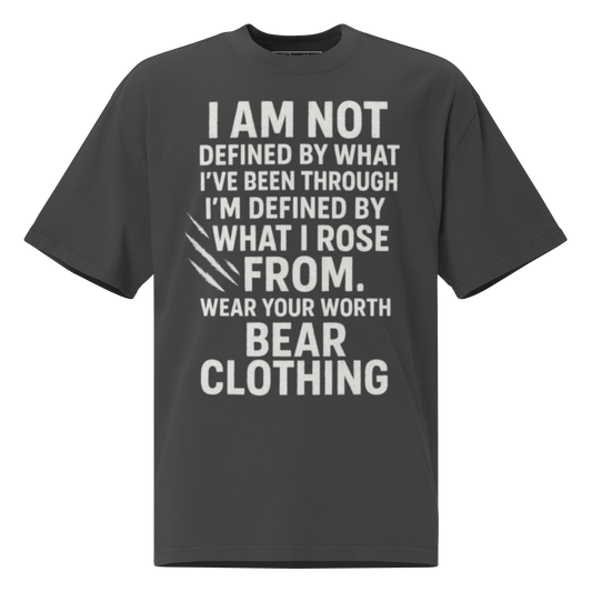 Full Body I Am Not Defined White Print Oversized faded t-shirt - Bearclothing