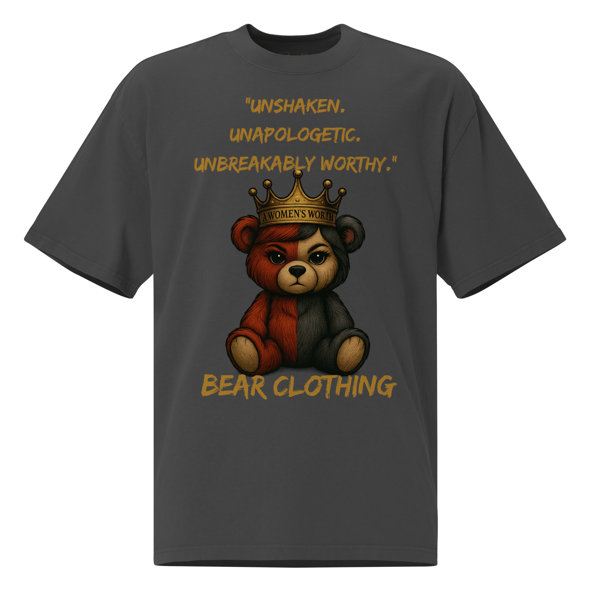 A Women’s Worth Full Body Oversized Faded T-Shirt - Bearclothing