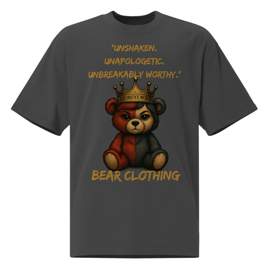 A Women’s Worth Full Body Oversized Faded T-Shirt - Bearclothing