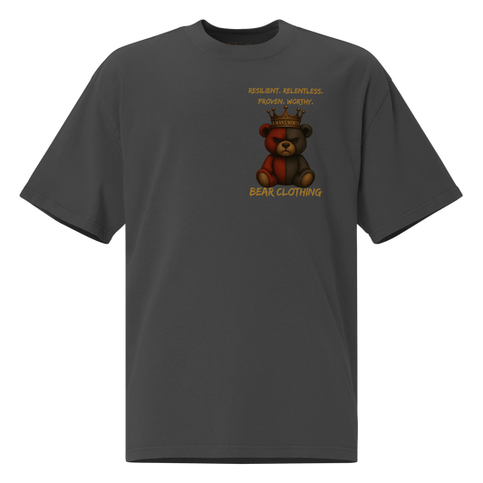 A Man’s Worth With Back Full Body Quote Oversized Faded T-Shirt - Bearclothing