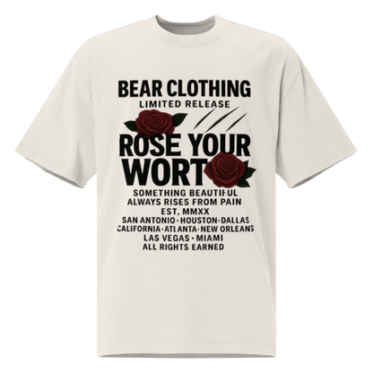 Oversized Black Print Full body Wear Your Worth faded t-shirt - Bearclothing