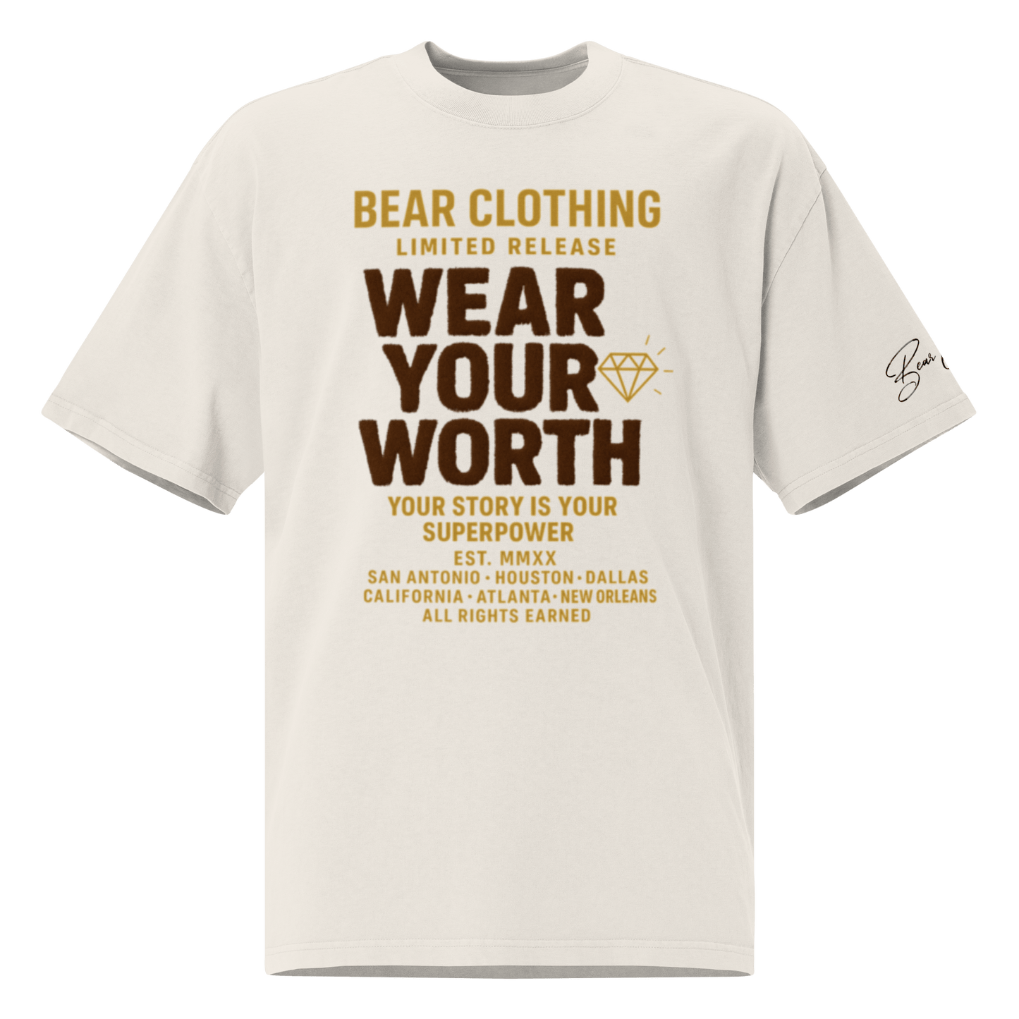 Wear Your Worth Full Body Oversized faded t-shirt - Bearclothing