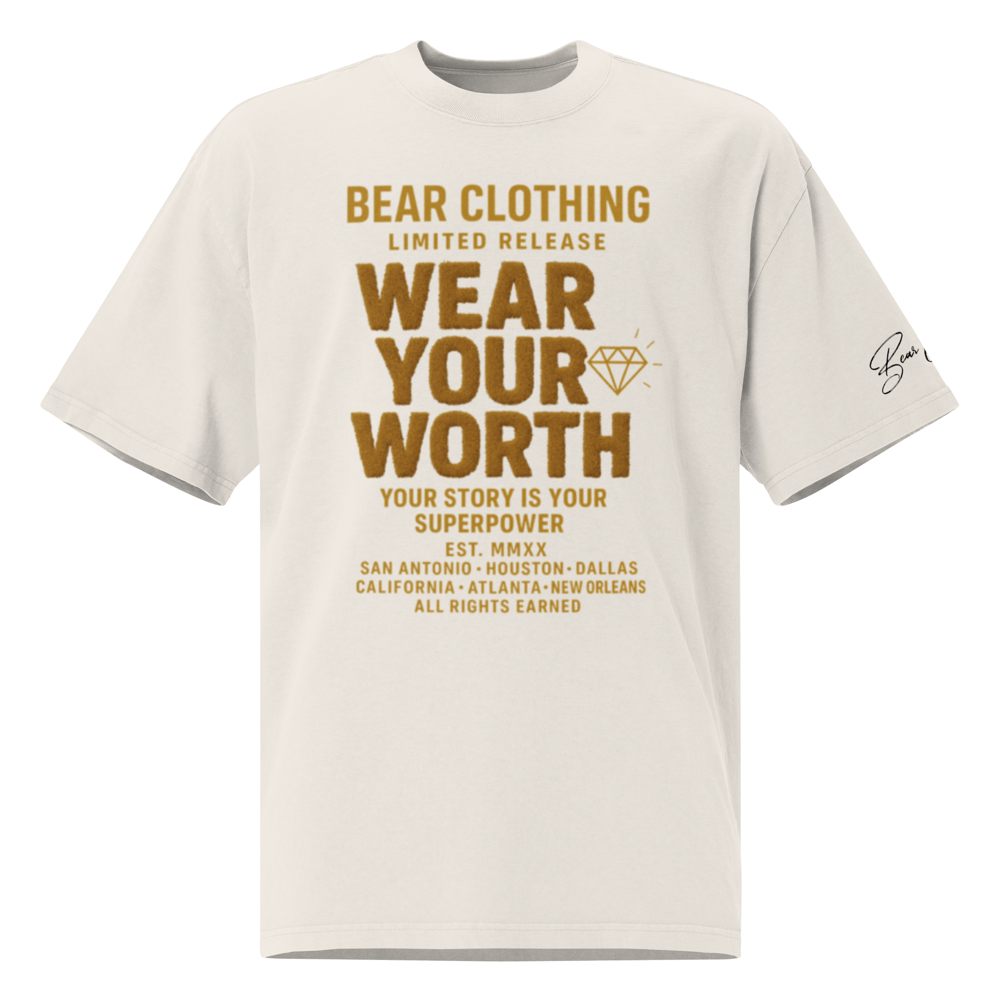 Wear Your Worth Light Brown Full Body Oversized faded t-shirt - Bearclothing